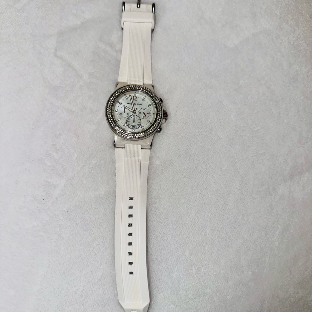Michael Kors White Crystal-Embellished Watch
